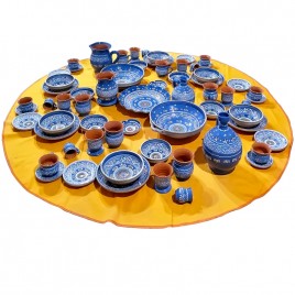 Set de masă din Ceramică de Horezu Tradițională 65 piese albastru